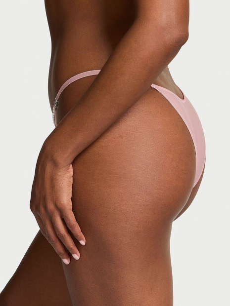Жіночі трусики бразилії Victoria's Secret зі стразами та камінням 1159864565 (Рожевий M)