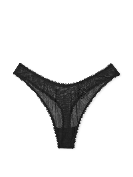 Трусики тонг Victoria's Secret со стразами 1159864932 (Черный XS)