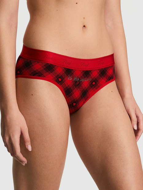 Женские трусики хипхаггеры Victoria's Secret Pink с принтом 1159865469 (Красный XS)
