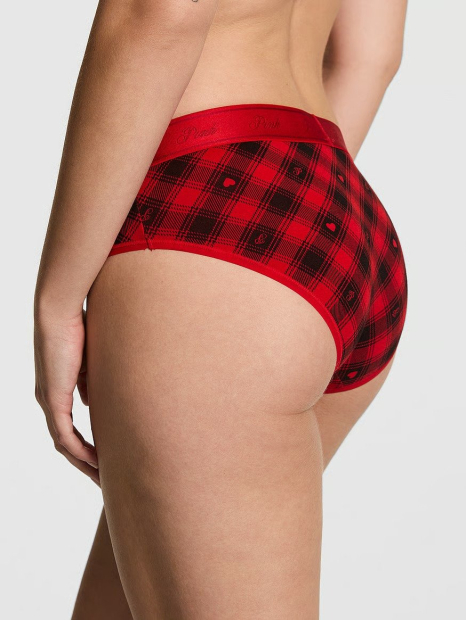 Женские трусики хипхаггеры Victoria's Secret Pink с принтом 1159865469 (Красный XS)
