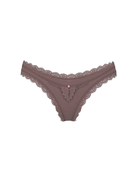 Женские трусики бразилиана Victoria's Secret с кружевом 1160184344 (Коричневый S)