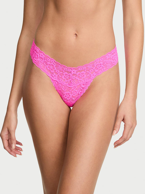 Кружевные трусики тонг Victoria's Secret 1160396985 (Розовый S)