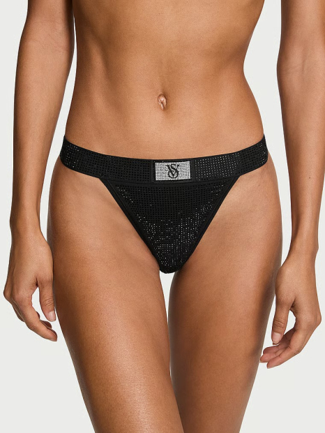 Трусики стринги Victoria's Secret со стразами 1160408946 (Черный XXL)