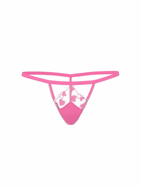 Сетчатые трусики стринги Victoria's Secret с вышивкой 1160454239 (Розовый S)
