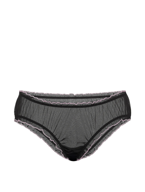 Женские сетчатые трусики чики Victoria's Secret Pink с оборками 1160456808 (Черный S)