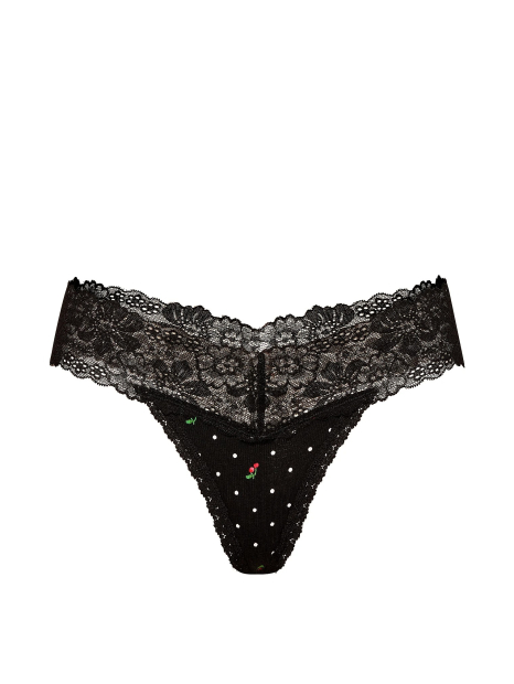 Жіночі трусики тонг Victoria's Secret Pink з мереживом 1160492081 (Чорний S)