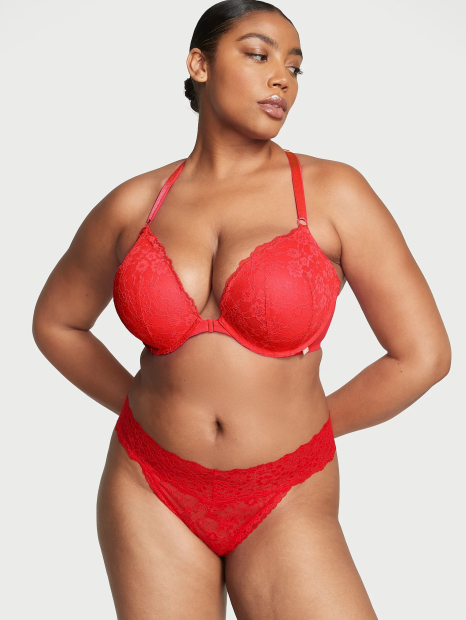 Кружевные трусики тонг Victoria's Secret 1160542459 (Красный XXL)