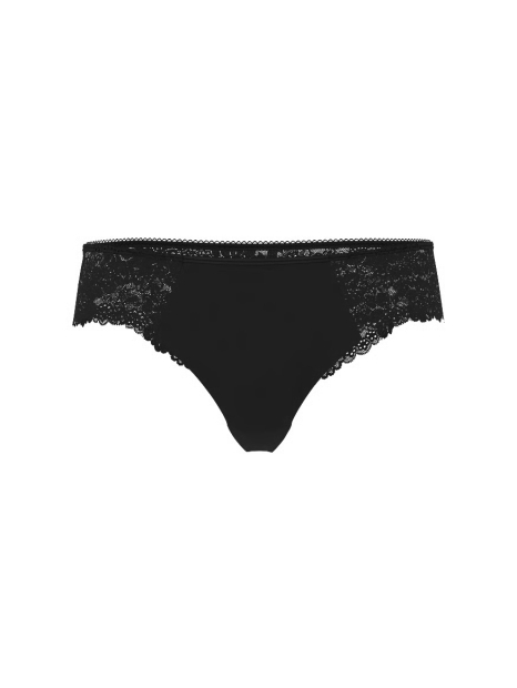 Бесшовные трусики тонг Victoria's Secret Pink с кружевом 1160544099 (Черный S)