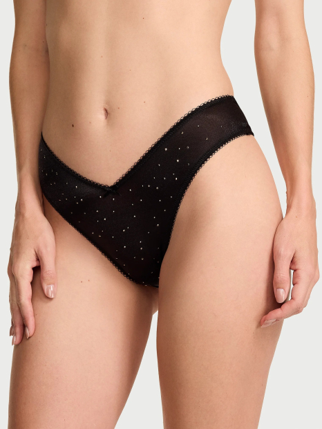Трусики бразильяны Victoria's Secret со стразами 1160776182 (Черный XL)