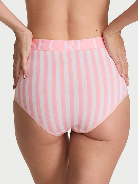 Трусики брифи Victoria's Secret з високою посадкою 1160964618 (Білий/Рожевий XS)