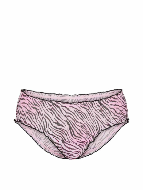 Жіночі сітчасті трусики чіки Victoria's Secret Pink з воланами 1160945312 (Чорний/Рожевий XL)