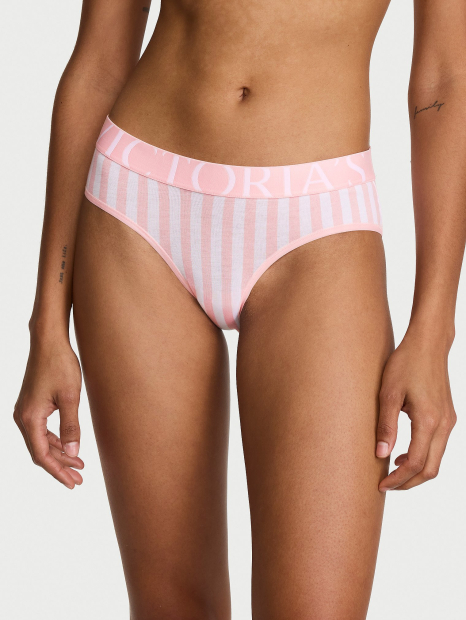 Трусики хіпхагери Victoria's Secret з логотипом 1160947982 (Білий/Рожевий XS)