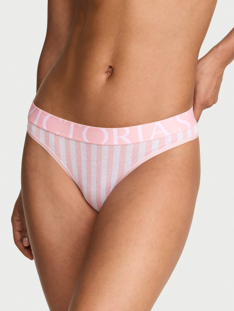 Трусики тонг Victoria's Secret з логотипом 1160948953 (Білий/Рожевий XS)