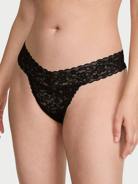 Мереживні трусики тонг Victoria's Secret 1160953388 (Чорний XS)