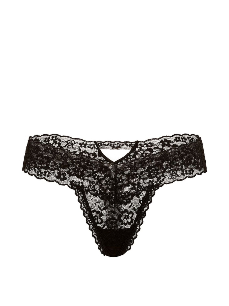 Мереживні трусики тонг Victoria's Secret 1160953388 (Чорний XS)