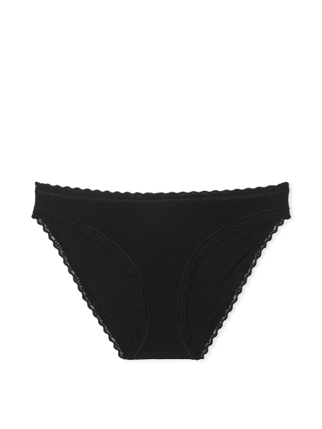 Жіночі трусики бікіні Victoria's Secret з мереживним оздобленням 1160995304 (Чорний M)