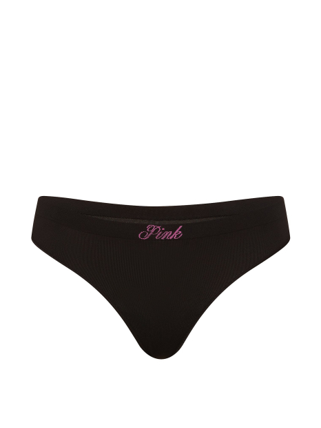 Жіночі трусики Тонг Victoria's Secret Pink з логотипом 1160993369 (Чорний S)