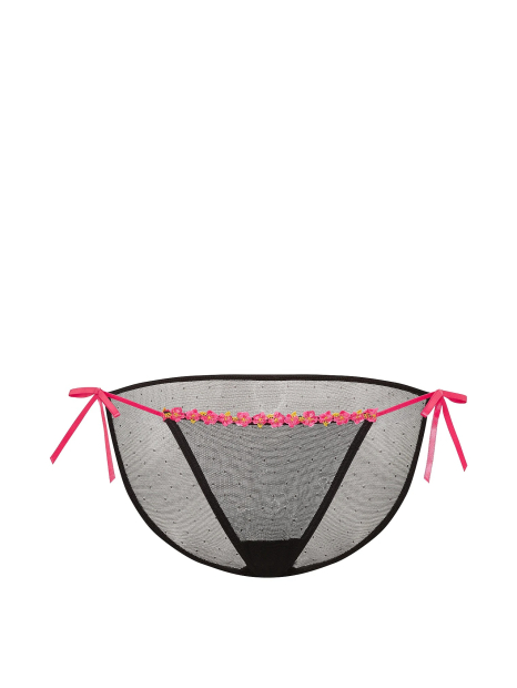 Сетчатые трусики бикини Victoria's Secret PINK с вышивкой 1161007428 (Черный M)