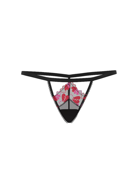 Сетчатые трусики стринги Victoria's Secret PINK с вышивкой 1161193940 (Черный XS)