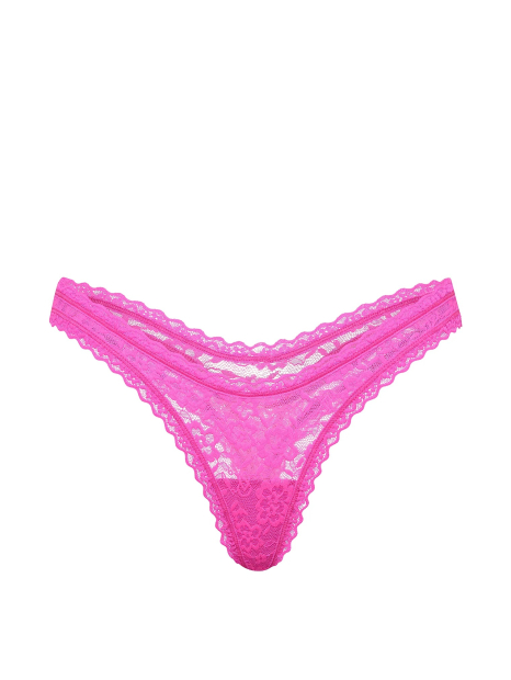 Кружевные трусики тонг Victoria's Secret 1161048772 (Розовый M)