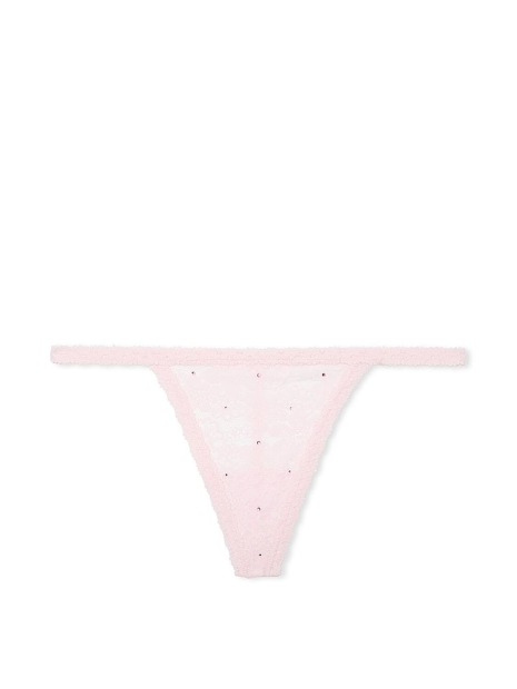 Мереживні трусики стрінги Victoria's Secret PINK зі стразами 1161106077 (Рожевий M)