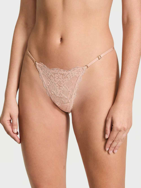 Кружевные трусики стринги Victoria's Secret 1161153706 (Бежевый XL)
