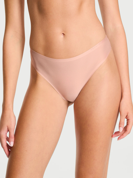 Гладкие трусики тонг Flex Victoria's Secret с логотипом 1161352977 (Бежевый M)