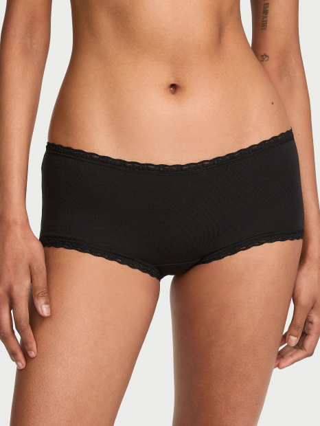 Трусики шортики Victoria's Secret с кружевом 1161777349 (Черный S)