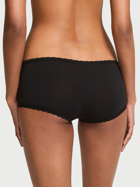 Трусики шортики Victoria's Secret с кружевом 1161777349 (Черный S)