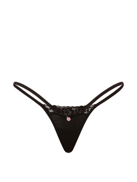 Трусики стринги Victoria's Secret с кружевом 1161785243 (Черный S)