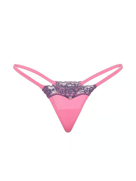 Трусики стринги Victoria's Secret с кружевом 1162806716 (Розовый XS)