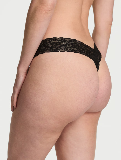 Мереживні трусики тонг Victoria's Secret зі стразами 1161856861 (Чорний XL)