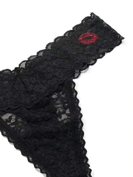 Мереживні трусики тонг Victoria's Secret зі стразами 1161856861 (Чорний XL)