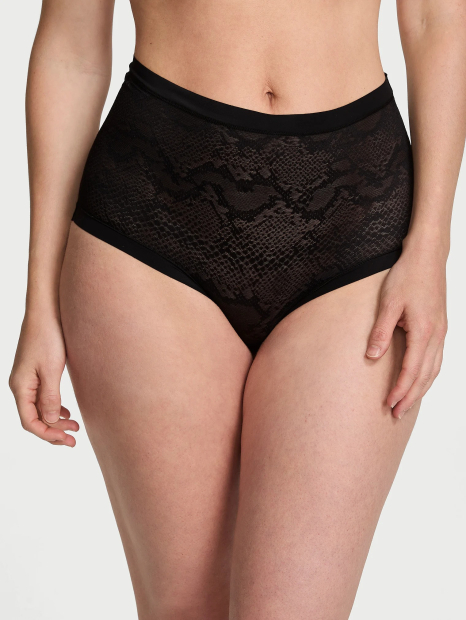 Брифи безшовні трусики Victoria's Secret з візерунком 1161857383 (Чорний XL)