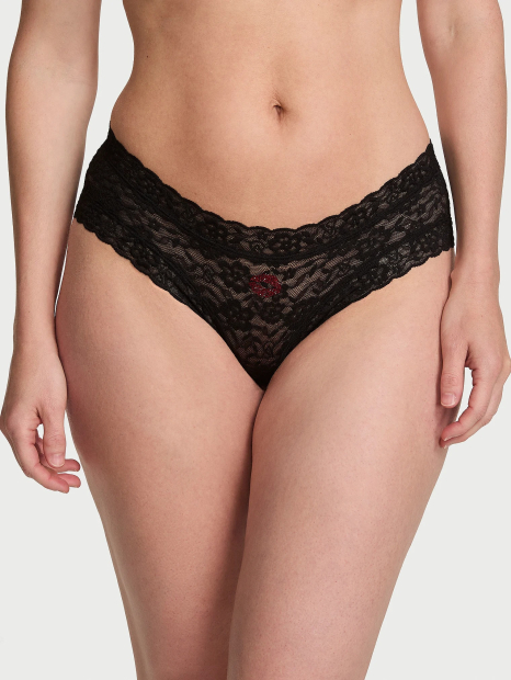Кружевные трусики чики Victoria's Secret со стразами 1161956127 (Черный S)