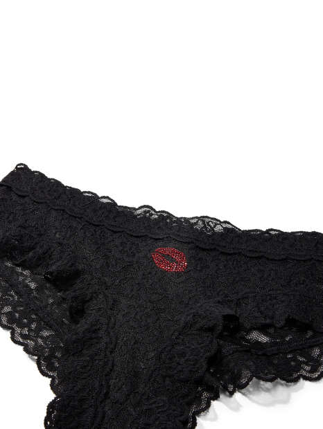 Кружевные трусики чики Victoria's Secret со стразами 1161956127 (Черный S)