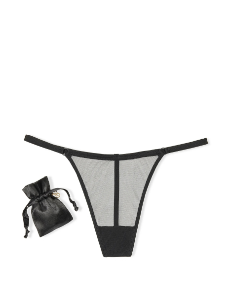 Сетчатые трусики стринги Victoria's Secret в фирменном мешочке 1162013048 (Черный L)