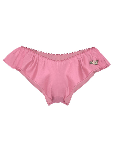 Трусики бразильяны Victoria's Secret с оборками и нашивкой 1162057357 (Розовый L)