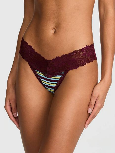 Жіночі трусики тонг Victoria's Secret Pink з мереживом 1162128859 (Фіолетовий M)