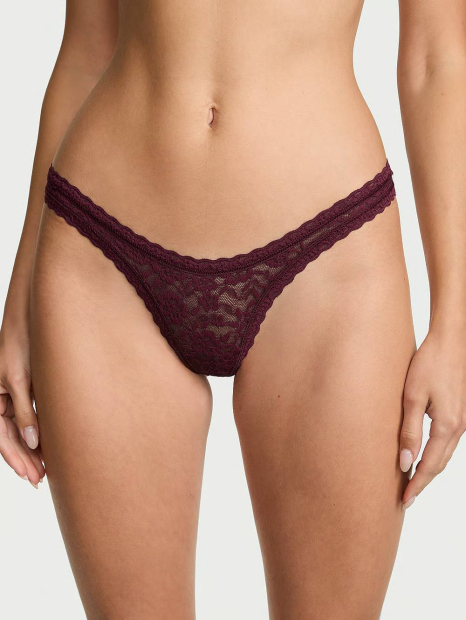 Кружевные трусики тонг Victoria's Secret 1162134726 (Бордовый S)
