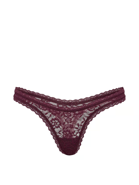 Кружевные трусики тонг Victoria's Secret 1162134726 (Бордовый S)