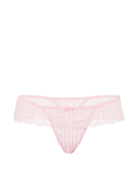 Гладкие трусики тонг Victoria's Secret с кружевом 1162207017 (Розовый M)