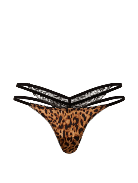 Трусики стринги Victoria's Secret с кружевом 1162207848 (Леопардовый M)