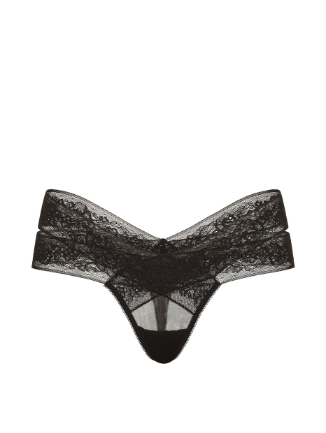 Трусики тонг Victoria's Secret с кружевом 1162212003 (Черный L)