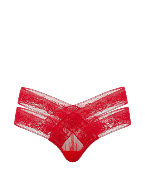 Трусики чики Victoria's Secret с кружевом 1162453275 (Красный M)