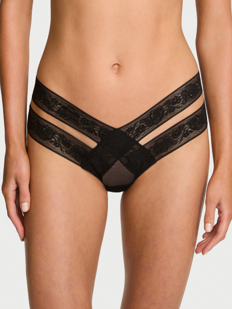 Трусики чики Victoria's Secret с кружевом 1162472053 (Черный L)