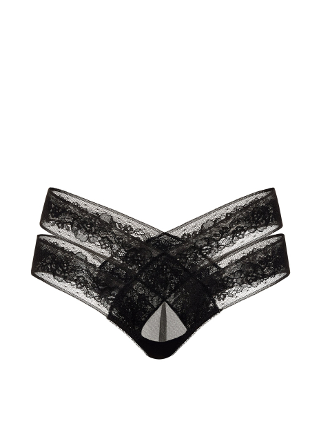 Трусики чики Victoria's Secret с кружевом 1162472053 (Черный L)