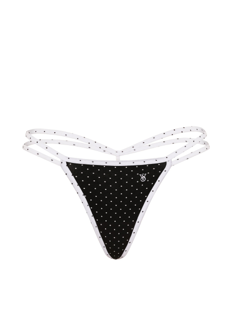 Женские трусики стринги Victoria's Secret с вышивкой 1162651949 (Черный S)