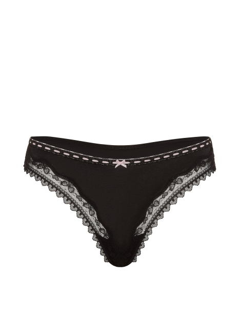 Женские трусики тонг Victoria's Secret с кружевной отделкой 1162684317 (Черный XS)