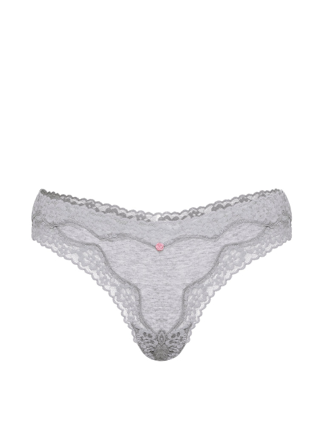 Женские трусики тонг Victoria's Secret с кружевной отделкой 1162684852 (Серый XS)